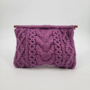 Lakhay's Collection Wool Cable Knit Purple Clutch Bag Boho Cottagecore